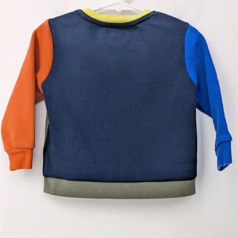 Ralph Lauren Olive Sweatshirt with Blue and Orange Sleeves